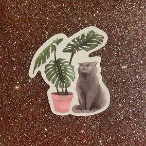 Cat and Plant Sticker